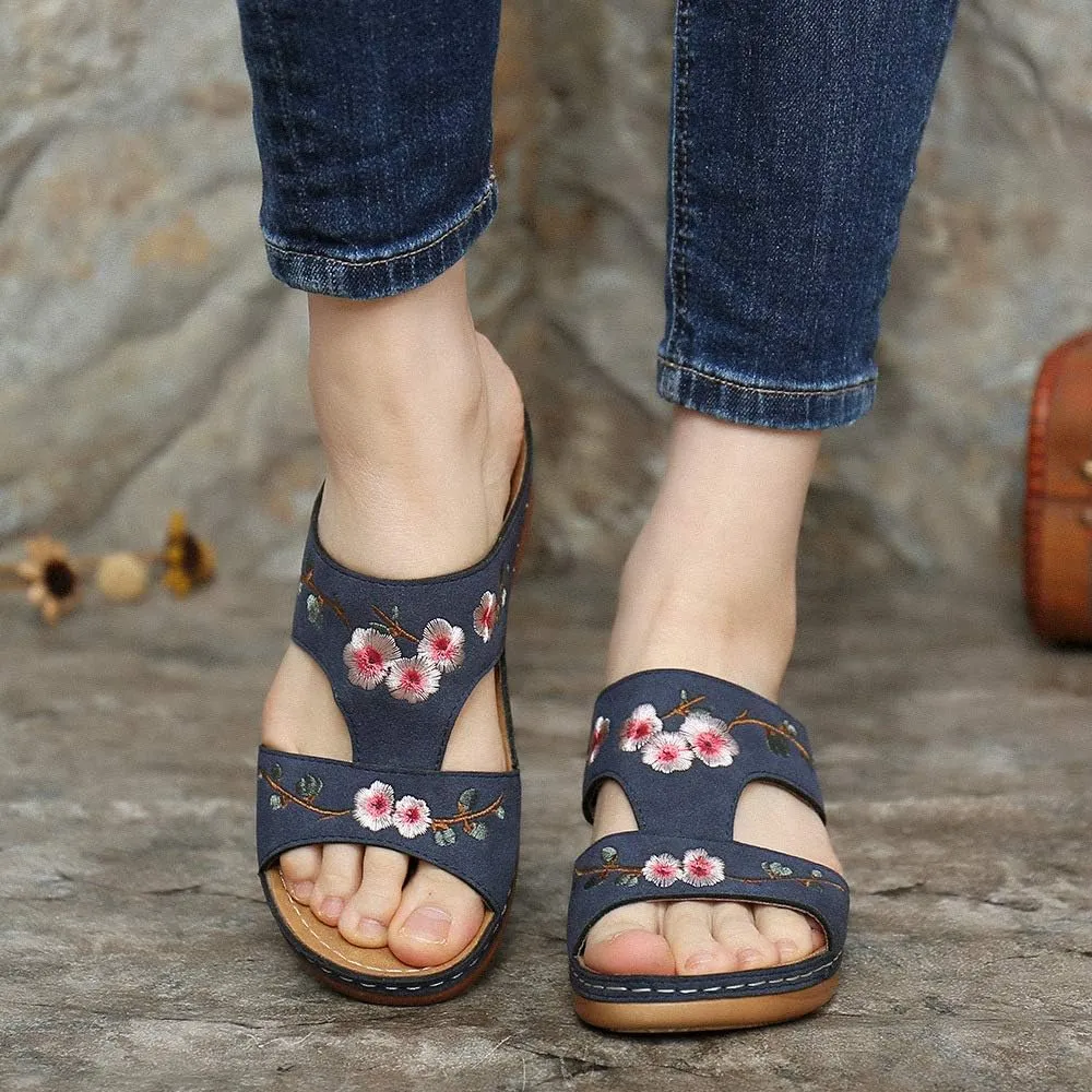 Lausiuoe Comfortable Orthopedic Sandals For Women Dressy Summer Arch Support Walking Cute Beach Orthotic Flip Flops Slippers