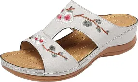 Lausiuoe Comfortable Orthopedic Sandals For Women Dressy Summer Arch Support Walking Cute Beach Orthotic Flip Flops Slippers
