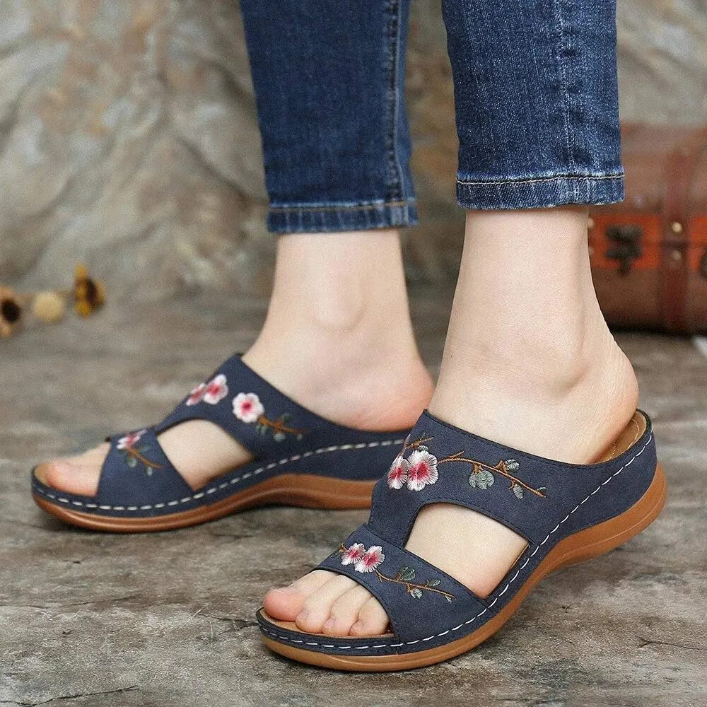 Lausiuoe Comfortable Orthopedic Sandals For Women Dressy Summer Arch Support Walking Cute Beach Orthotic Flip Flops Slippers