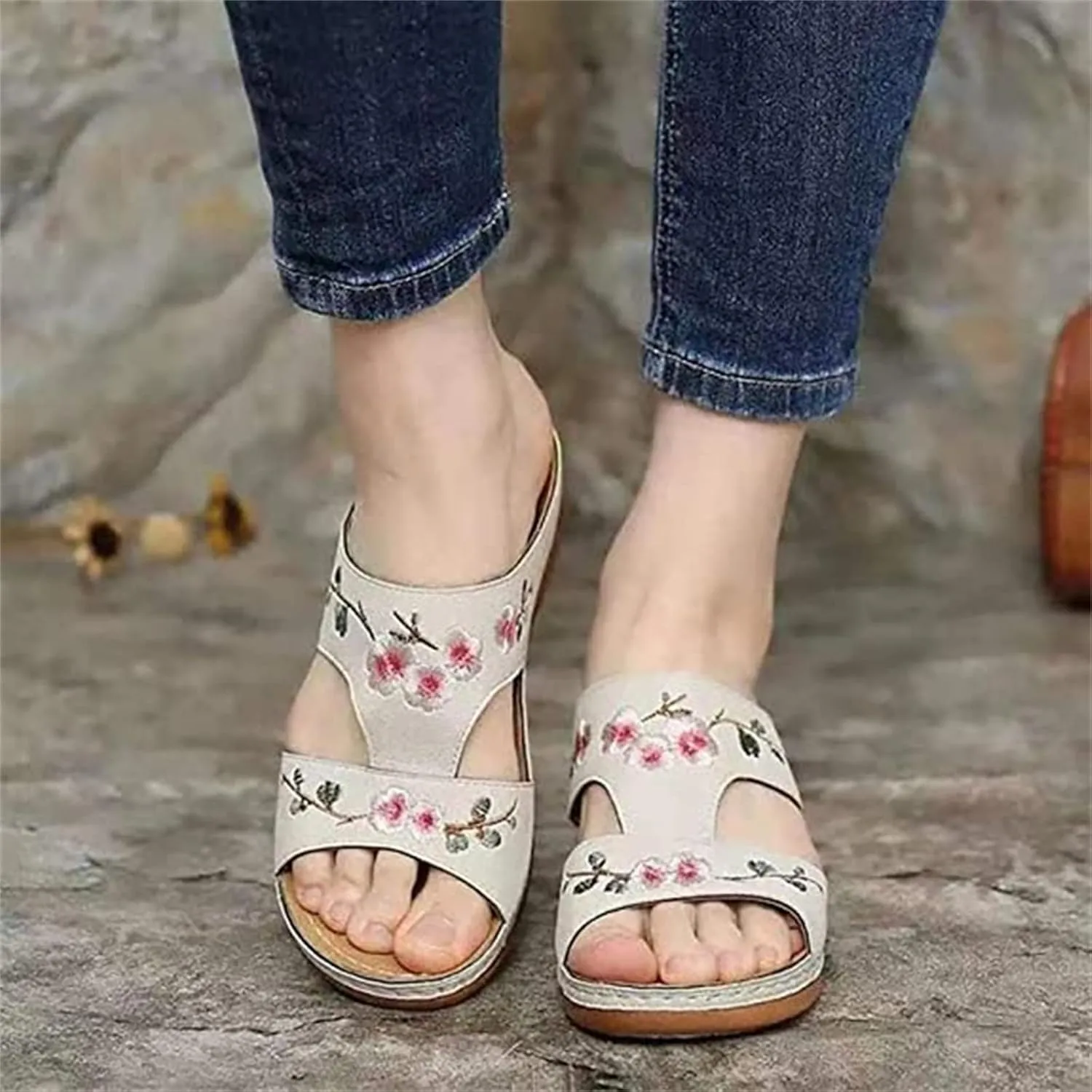 Lausiuoe Comfortable Orthopedic Sandals For Women Dressy Summer Arch Support Walking Cute Beach Orthotic Flip Flops Slippers