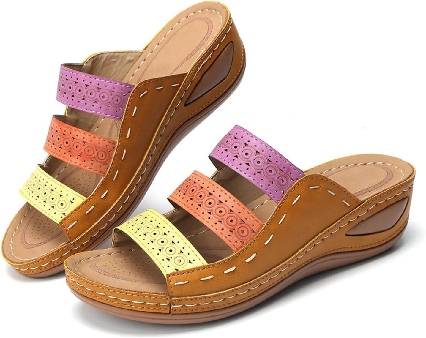 Lausiuoe Orthopedic Sandals for Women,Women Fashion Orthotic Slides Ladies Slip On Slippers Flip Flops With Arch Support