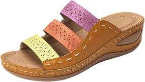 Lausiuoe Orthopedic Sandals for Women,Women Fashion Orthotic Slides Ladies Slip On Slippers Flip Flops With Arch Support