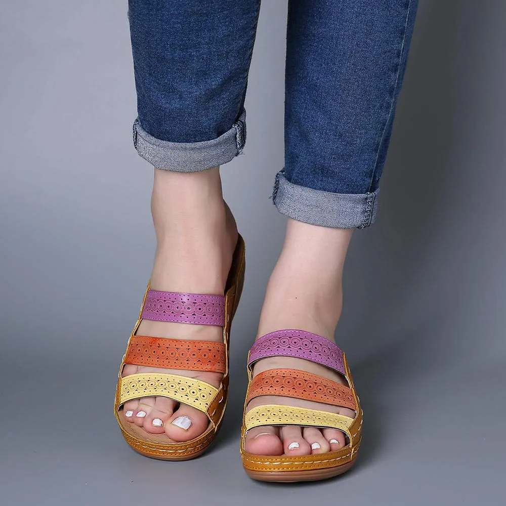 Lausiuoe Orthopedic Sandals for Women,Women Fashion Orthotic Slides Ladies Slip On Slippers Flip Flops With Arch Support