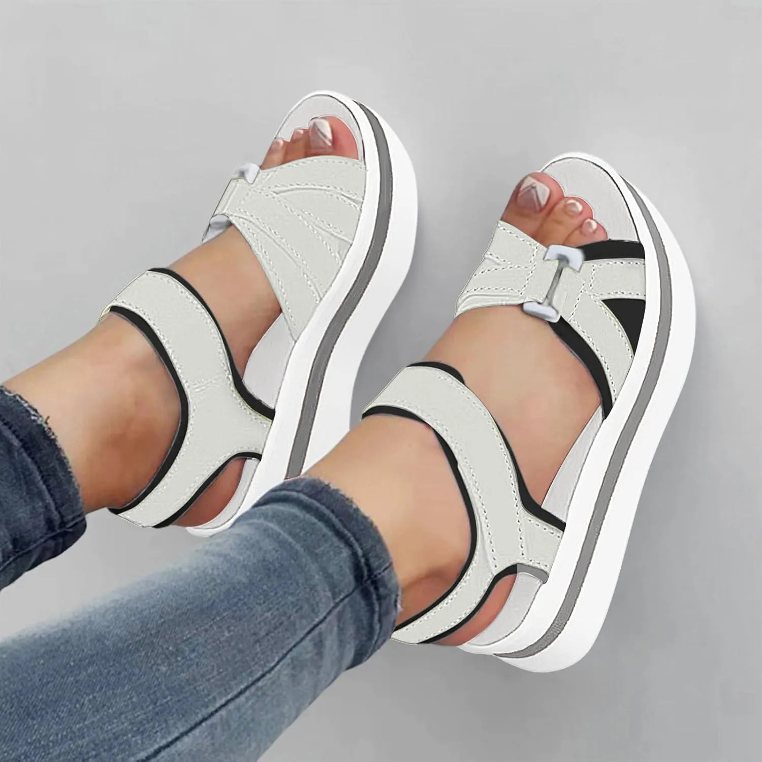 Lightweight Wedge Sandals for Women Ankle Elastic Jeweled Bohemian Sandal Arch Support Elegant Sandals
