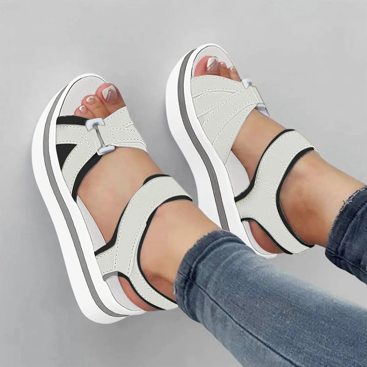 Lightweight Wedge Sandals for Women Ankle Elastic Jeweled Bohemian Sandal Arch Support Elegant Sandals
