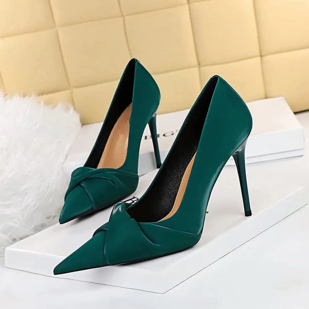 LUXINYU,Women Pointed Toe Heels Fashion Elegant Banquet Bow Ladies Pumps,Shallow Stiletto Heeled Dress Comfort Work Shoes