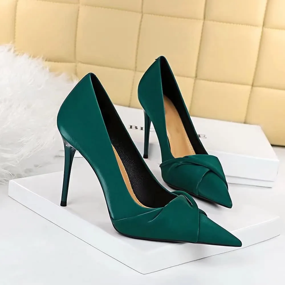 LUXINYU,Women Pointed Toe Heels Fashion Elegant Banquet Bow Ladies Pumps,Shallow Stiletto Heeled Dress Comfort Work Shoes