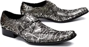 Men Oxford Formal Shoes Buckle Style Genuine Leather Elegant Monk Wedding Dress Shoes,Grey-37