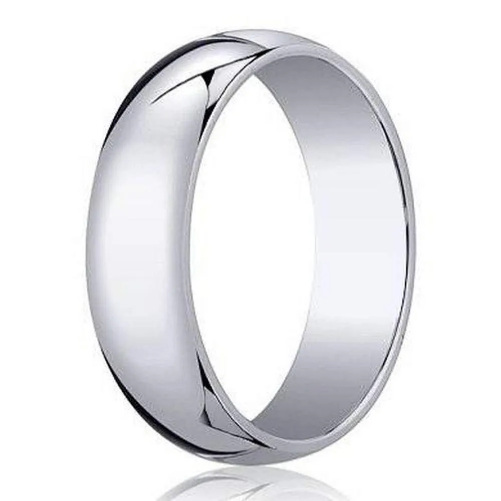 14k White Gold Mens 5mm Polished Traditional Domed Wedding Band - Classic Elegance