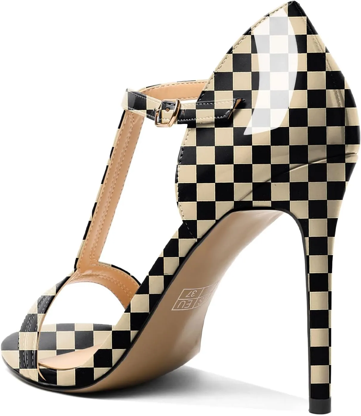 Mettesally Women's Ankle Strap Stilettos Open Round Toe Heeled Sandals Wedding Shoes High Heel Sandals