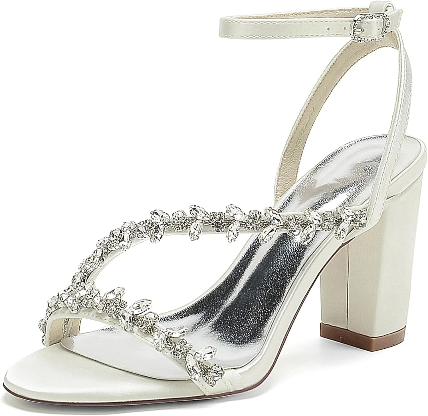 Minishion Womens Wedding Party Sandals Slingback Evening Prom Shoes with Rhinestones BR129