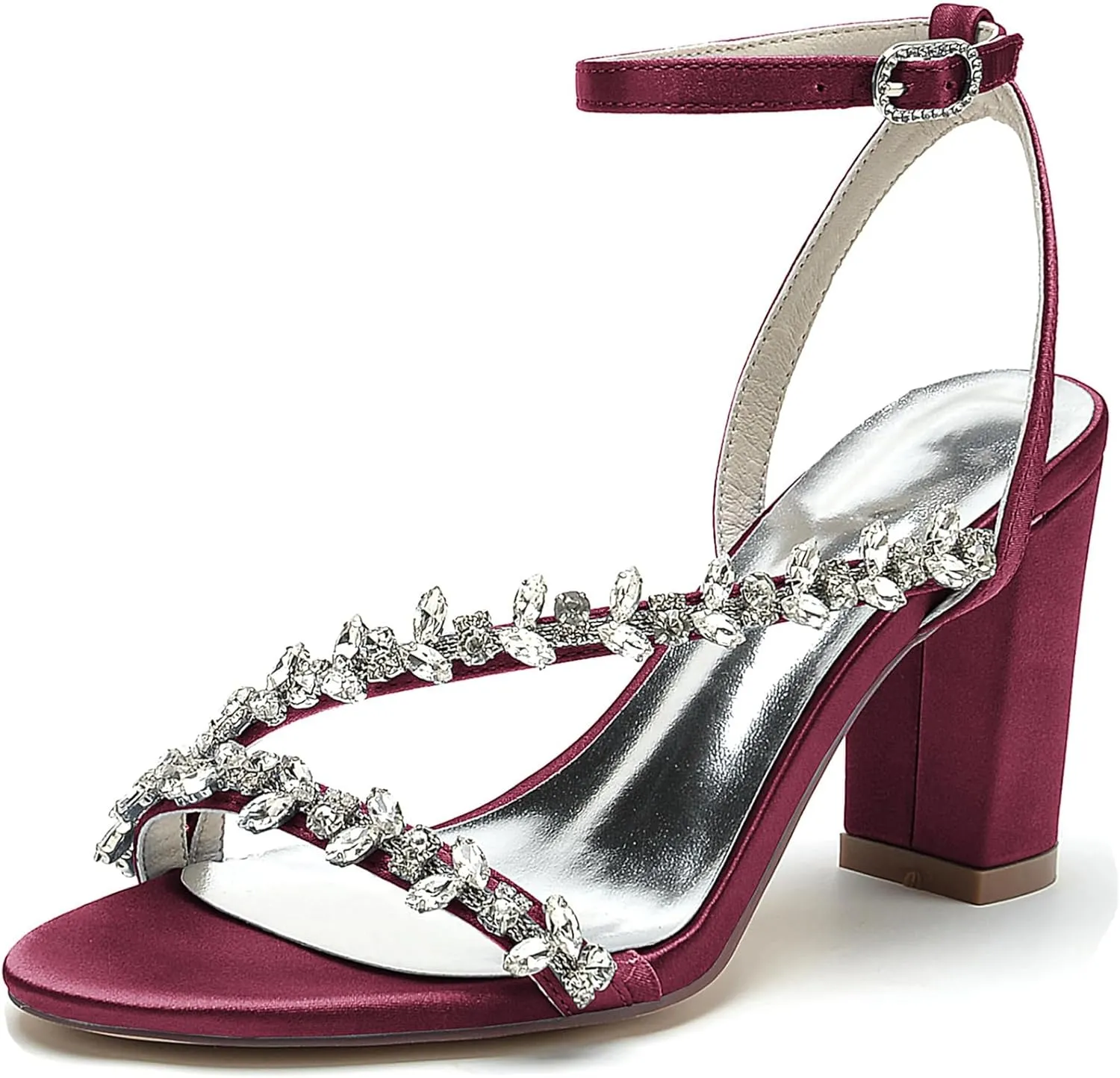 Minishion Womens Wedding Party Sandals Slingback Evening Prom Shoes with Rhinestones BR129