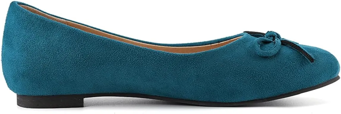 MRKEWUNEY Elegant Bow Ballet Flats for Women Slip On Comfortable Dress Shoes EU32-54