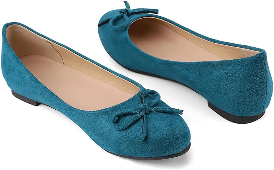 MRKEWUNEY Elegant Bow Ballet Flats for Women Slip On Comfortable Dress Shoes EU32-54