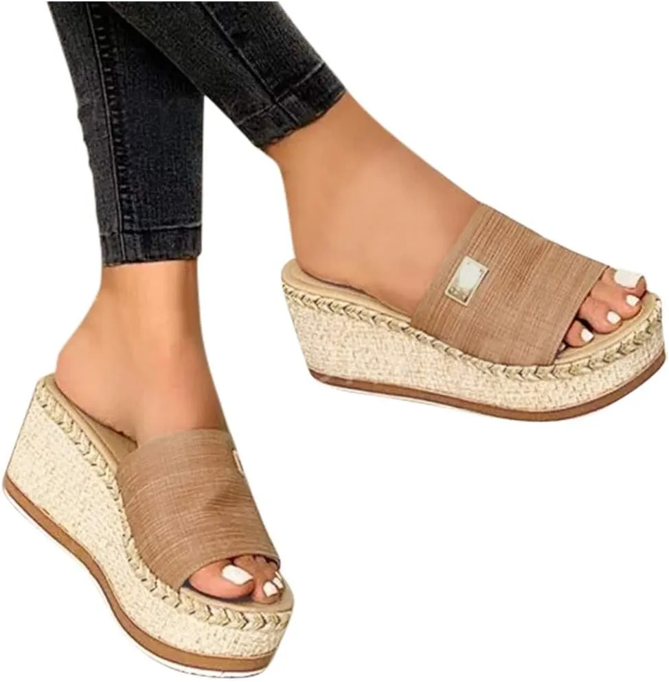 Orthopedic Sandals for Women Arch Support Flip Flops Comfortable Walking Sandals for Women Summer Dressy Platform Wedges Sandals Ladies Slip On Lightweight Slippers Casual Slides Beach Shoes 