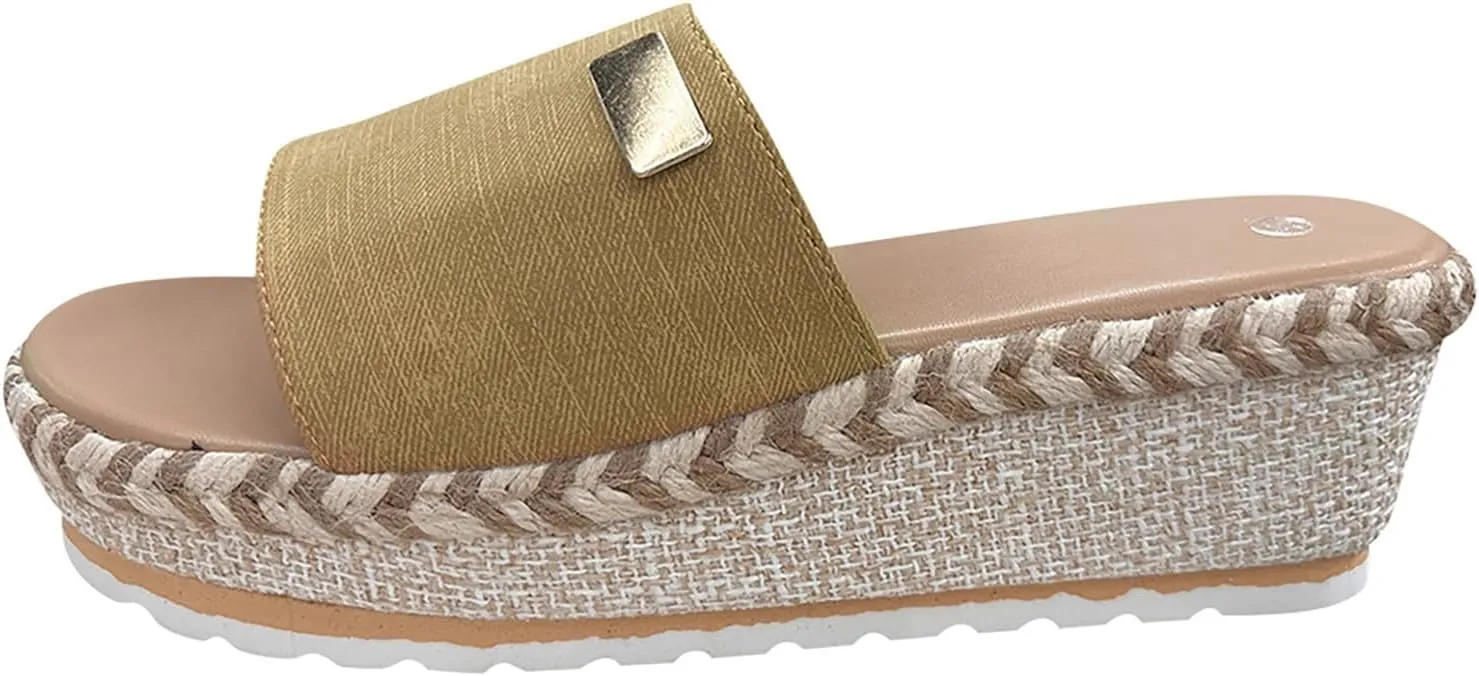 Orthopedic Sandals for Women Arch Support Flip Flops Comfortable Walking Sandals for Women Summer Dressy Platform Wedges Sandals Ladies Slip On Lightweight Slippers Casual Slides Beach Shoes 