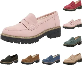 Orthoture-Orthopedic Platform Loafers Platform Loafers for Women Chunky Heel Slip-on Round Toe Comfort Chunky Loafer Shoes