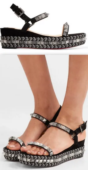 'Pyraclou' 60 Spiked Suede Wedge Sandals