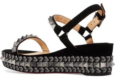 'Pyraclou' 60 Spiked Suede Wedge Sandals