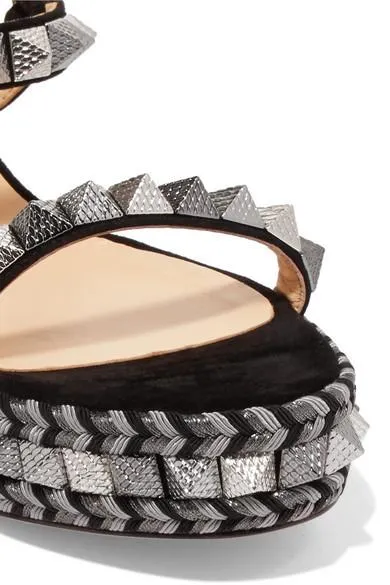 'Pyraclou' 60 Spiked Suede Wedge Sandals