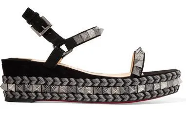 'Pyraclou' 60 Spiked Suede Wedge Sandals