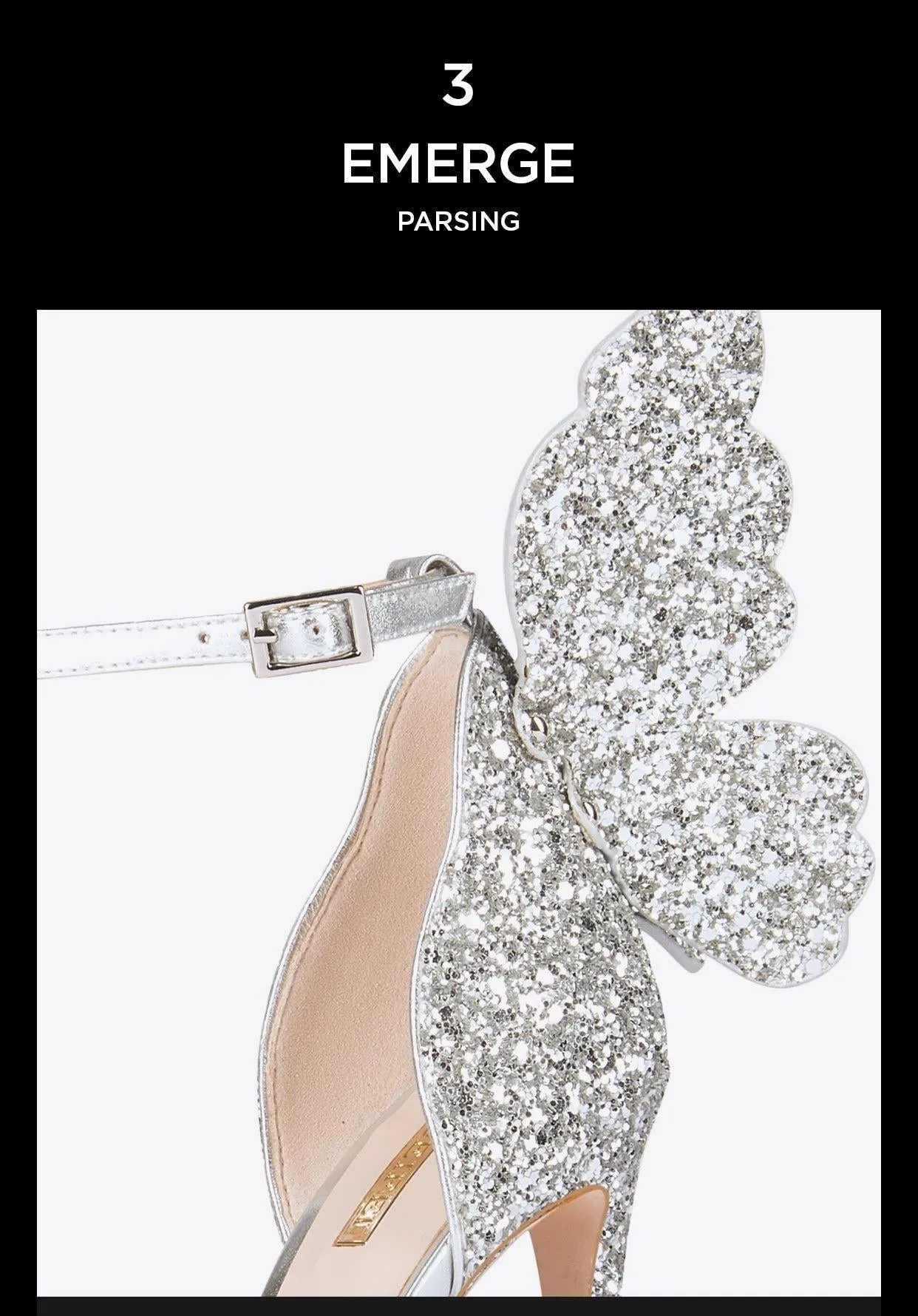 Siver Sexy open-toed sequins glitter butterfly stiletto princess high heels sandals - Moxi