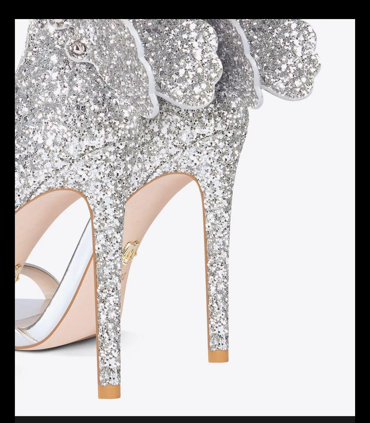 Siver Sexy open-toed sequins glitter butterfly stiletto princess high heels sandals - Moxi