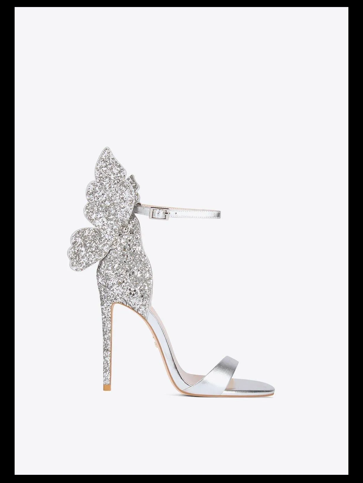 Siver Sexy open-toed sequins glitter butterfly stiletto princess high heels sandals - Moxi