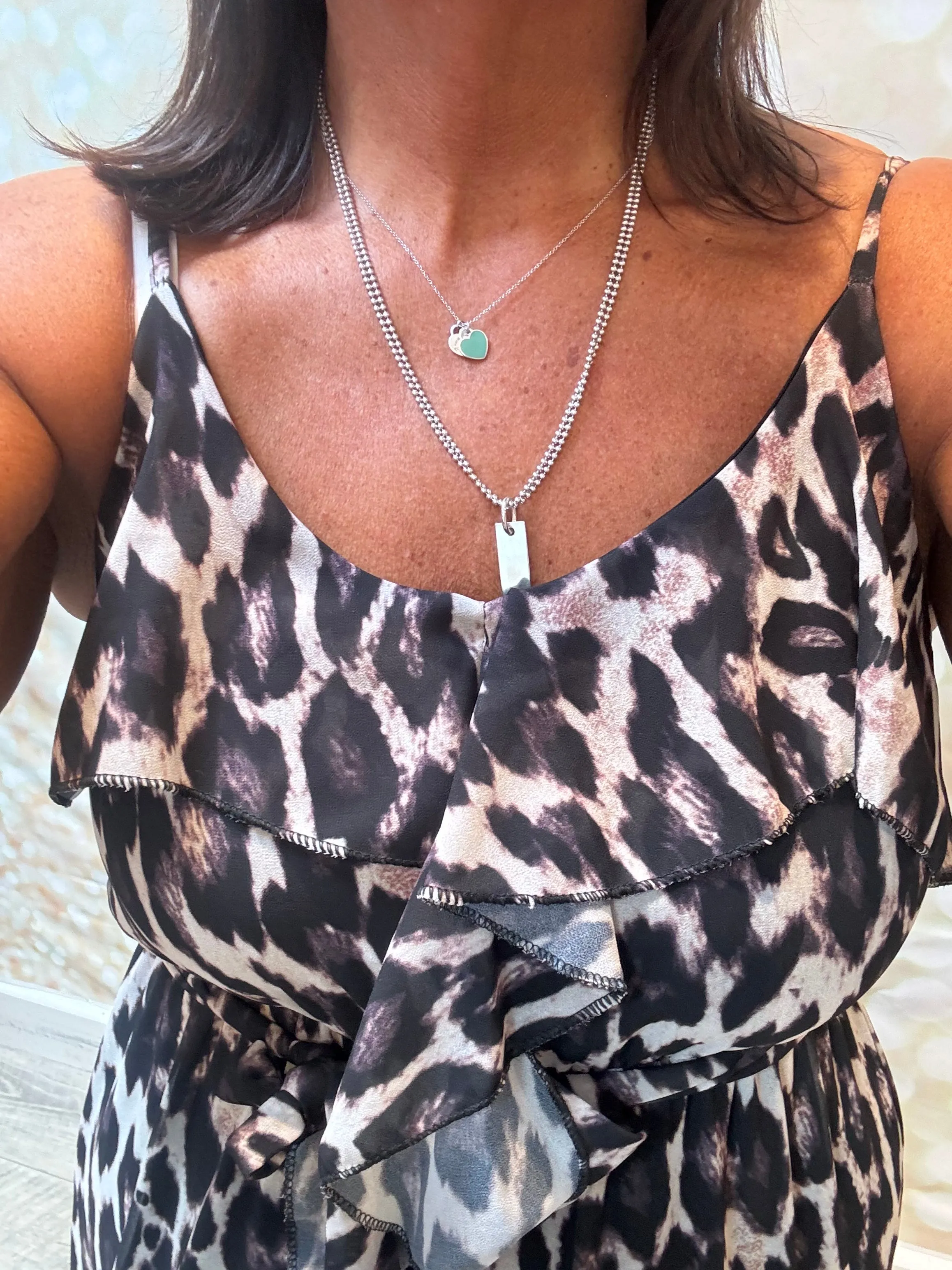 Strappy Leopard Wrap Over Frill Hem Dress