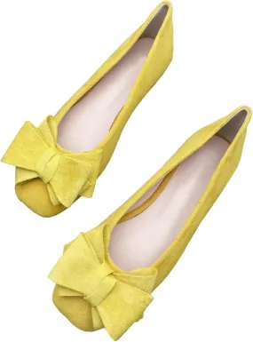 Stunner Womens Bowknot Ballet Flats Square Toe Casual Flats Comfortable Velvet Flats Slip On Work Flats