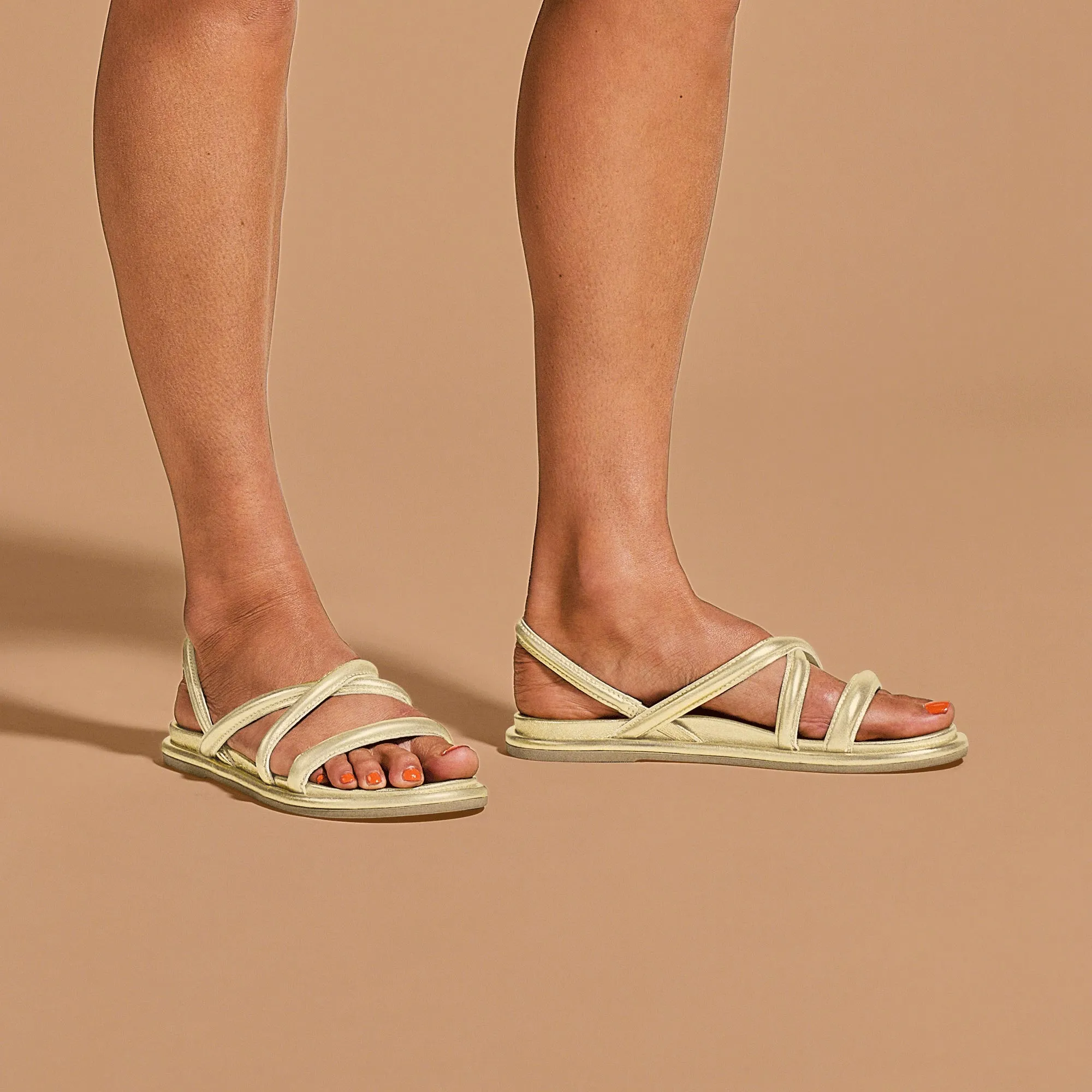 Tiare Strappy Sandals - Bubbly Champagne Color