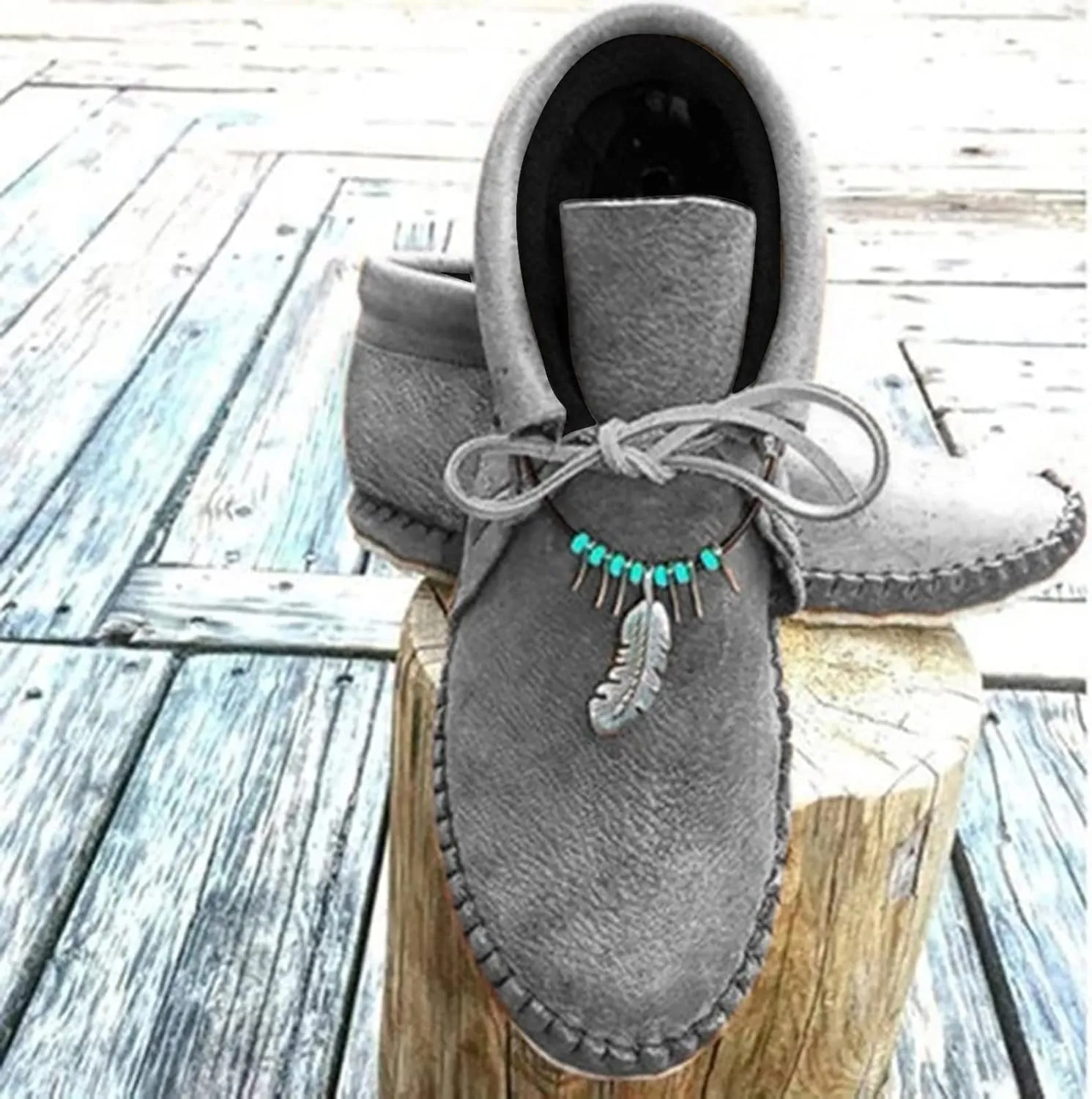 Vintage Short Boot Women Casual Sherpa Fleece Lined Warm Ankle Boots Winter Thermal Shoes Lace Up Flat Booties