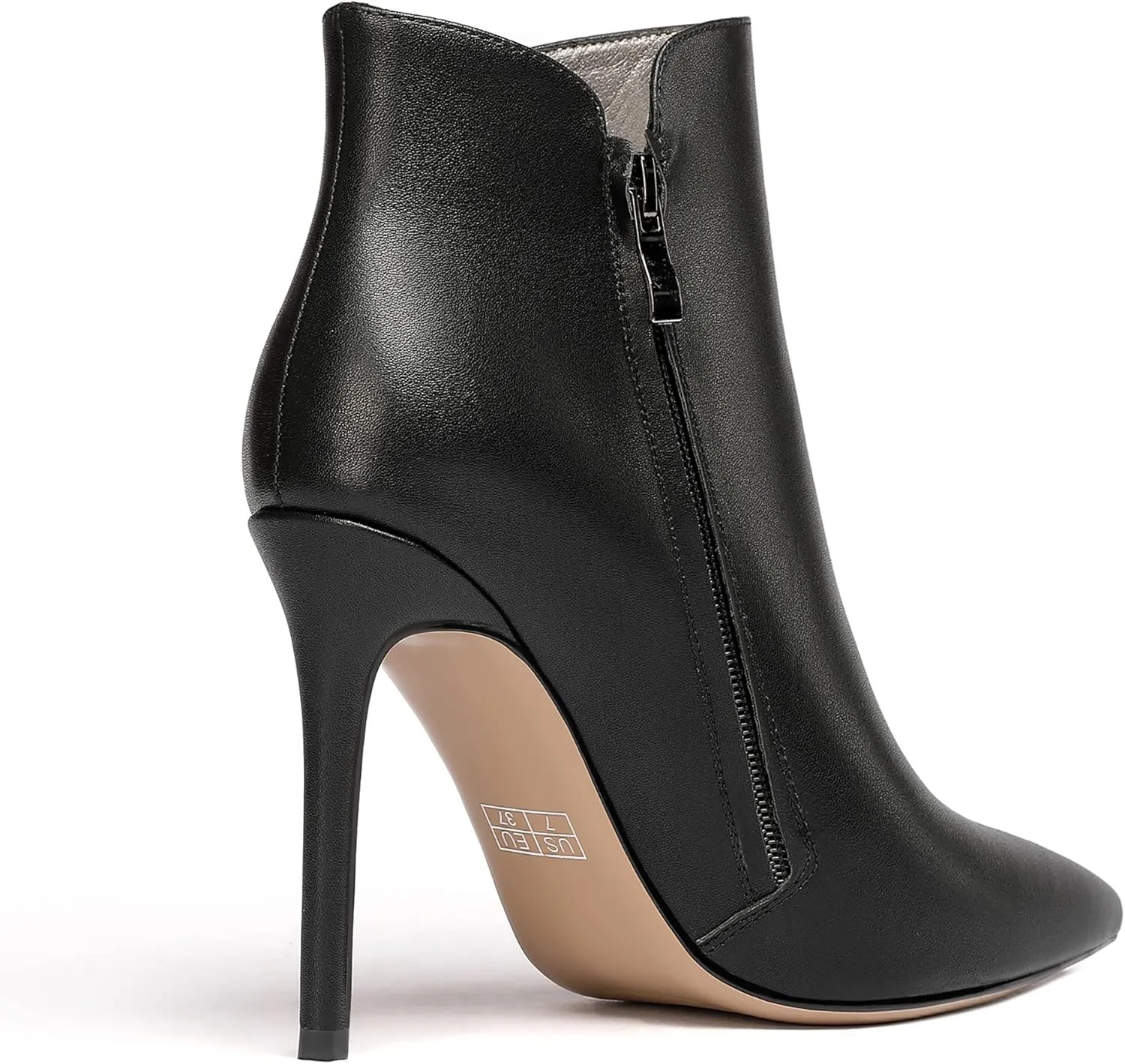WAYDERNS Women's Side Zipper Pointed Toe Matte Stiletto High Heel Ankle High Boots 4 Inch