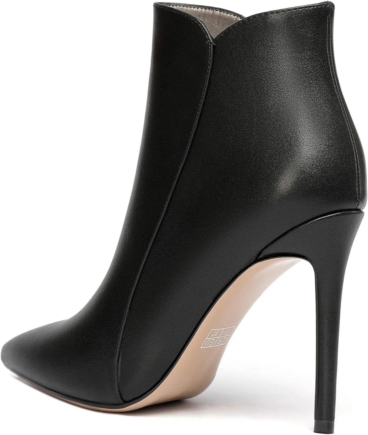 WAYDERNS Women's Side Zipper Pointed Toe Matte Stiletto High Heel Ankle High Boots 4 Inch