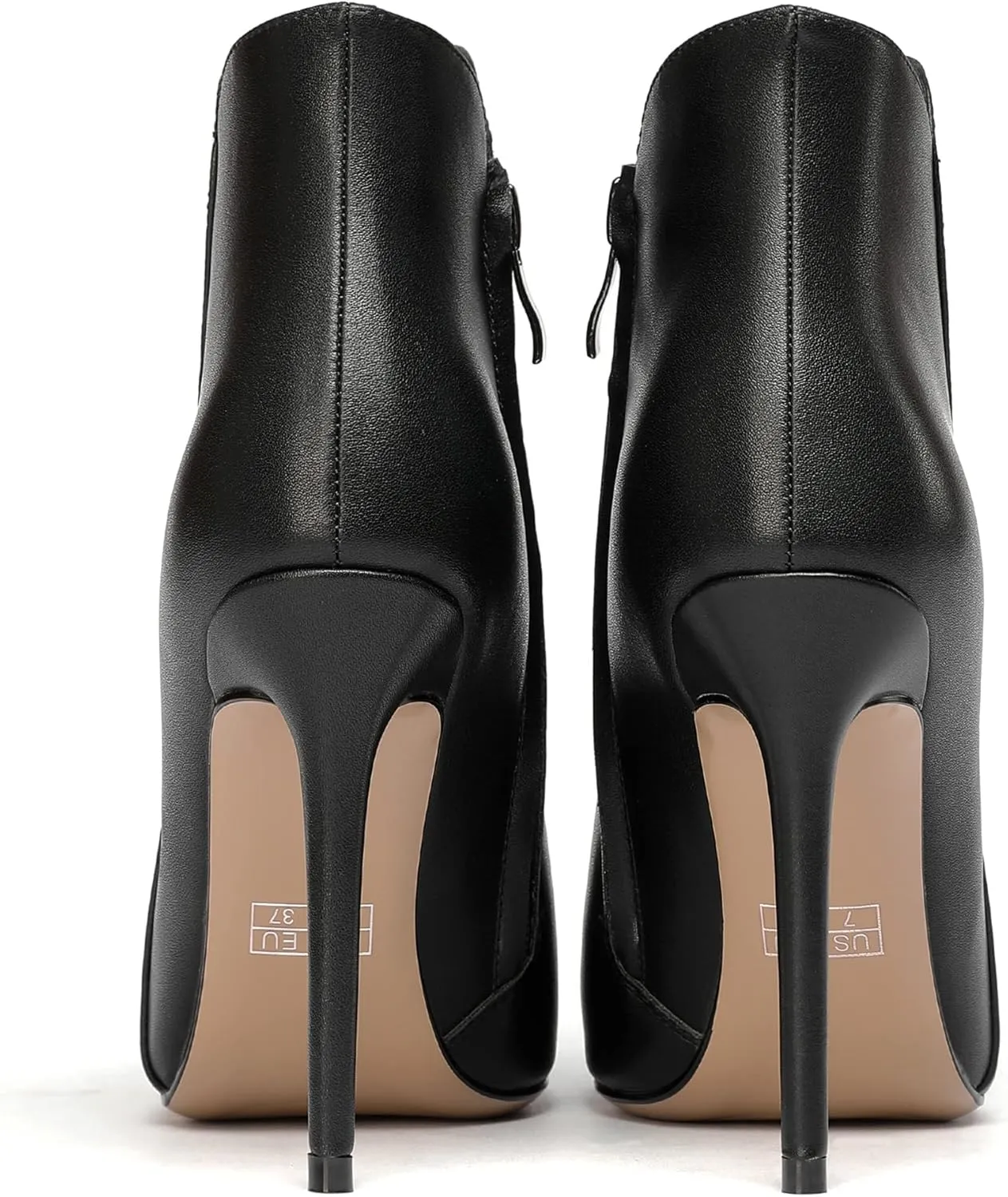 WAYDERNS Women's Side Zipper Pointed Toe Matte Stiletto High Heel Ankle High Boots 4 Inch
