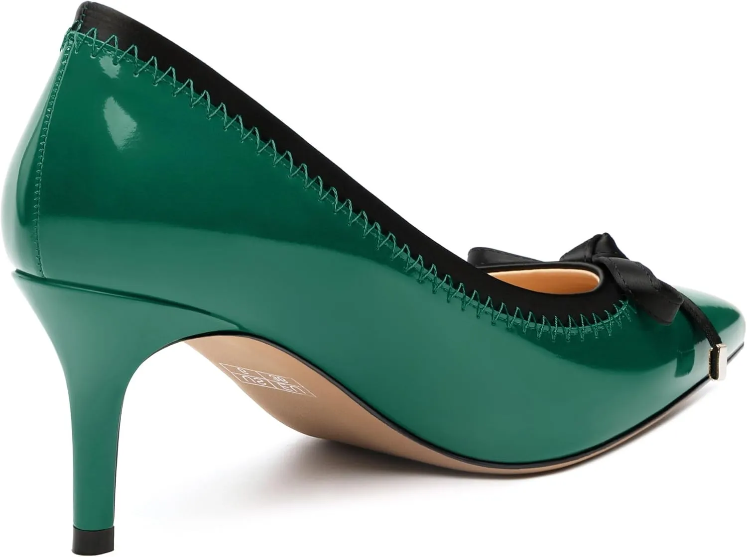 Womens Bow Mid Stiletto Pumps Sexy Patent Pointed Toe Evening Wedding Stiletto Mid Heel Pumps Dress Shoes 2.5 Inch