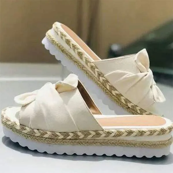 Womens Stylish Bowknot Platform Wedge Slippers - Comfortable and Chic Footwear