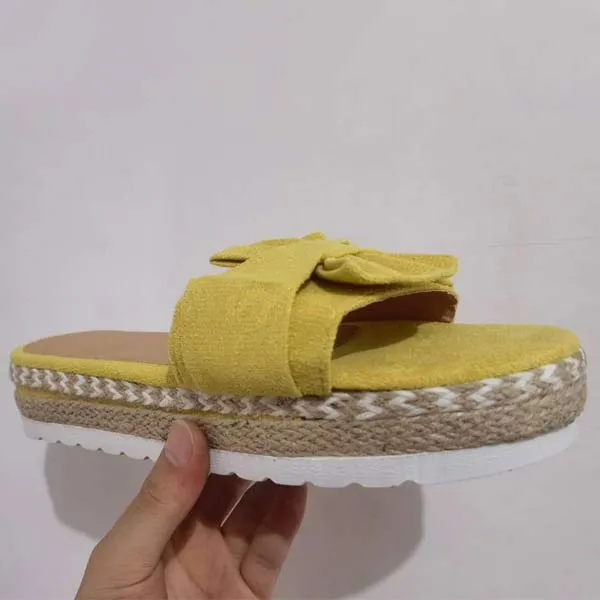 Womens Stylish Bowknot Platform Wedge Slippers - Comfortable and Chic Footwear