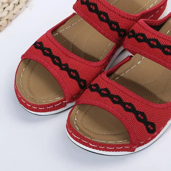 Women's Casual Low Wedge Flying Woven Slippers 09671065C