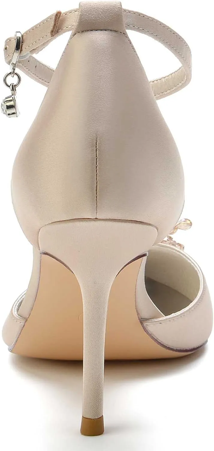 Women's Comfortable Low-Heel Pointed-Toe Dress Shoes with Buckle - Elegant Stiletto Sandals Perfect for Weddings, Parties, Work, & Dressy