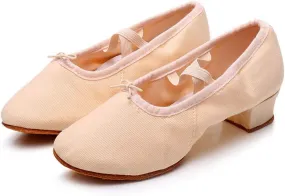 Women's Low Chunky Heels Satin Latin Dance Shoes Soft Sneakers for Ballroom Salsa Tango Performance Dancing Shoes