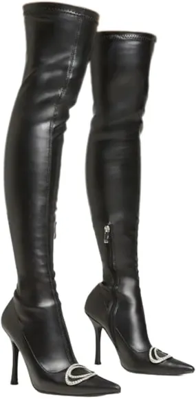 Women's Over The Knee Heels Thigh High Boots Stiletto High Heel Stretch Pointed Toe Fall Winter Thigh Long Boots