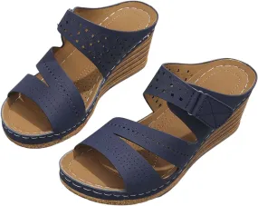 Womens Sandals Summer 2025 Wedge Sandals with Arch Supportfor Women Low Heels Slippers Comfortable Walking Casual Slip on Dressy Shoes 2025