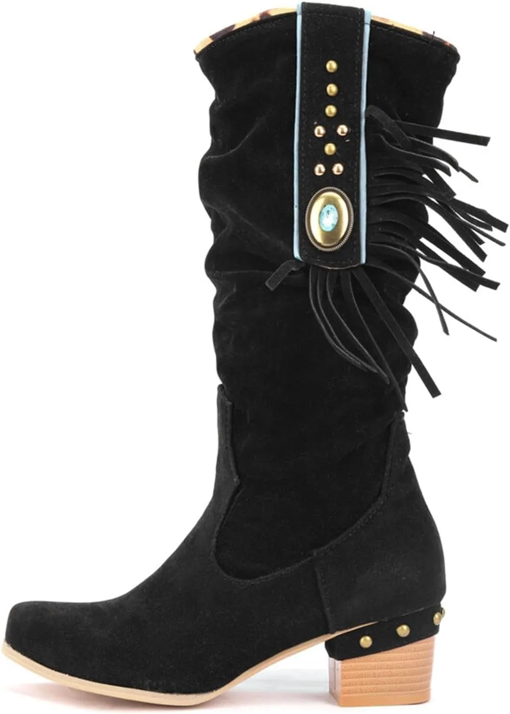 Womens Tall Boots Women's Mid-Calf Boots Tall Boots Woman Boots Women Faux Suede Chunky Heel Thigh High Boots