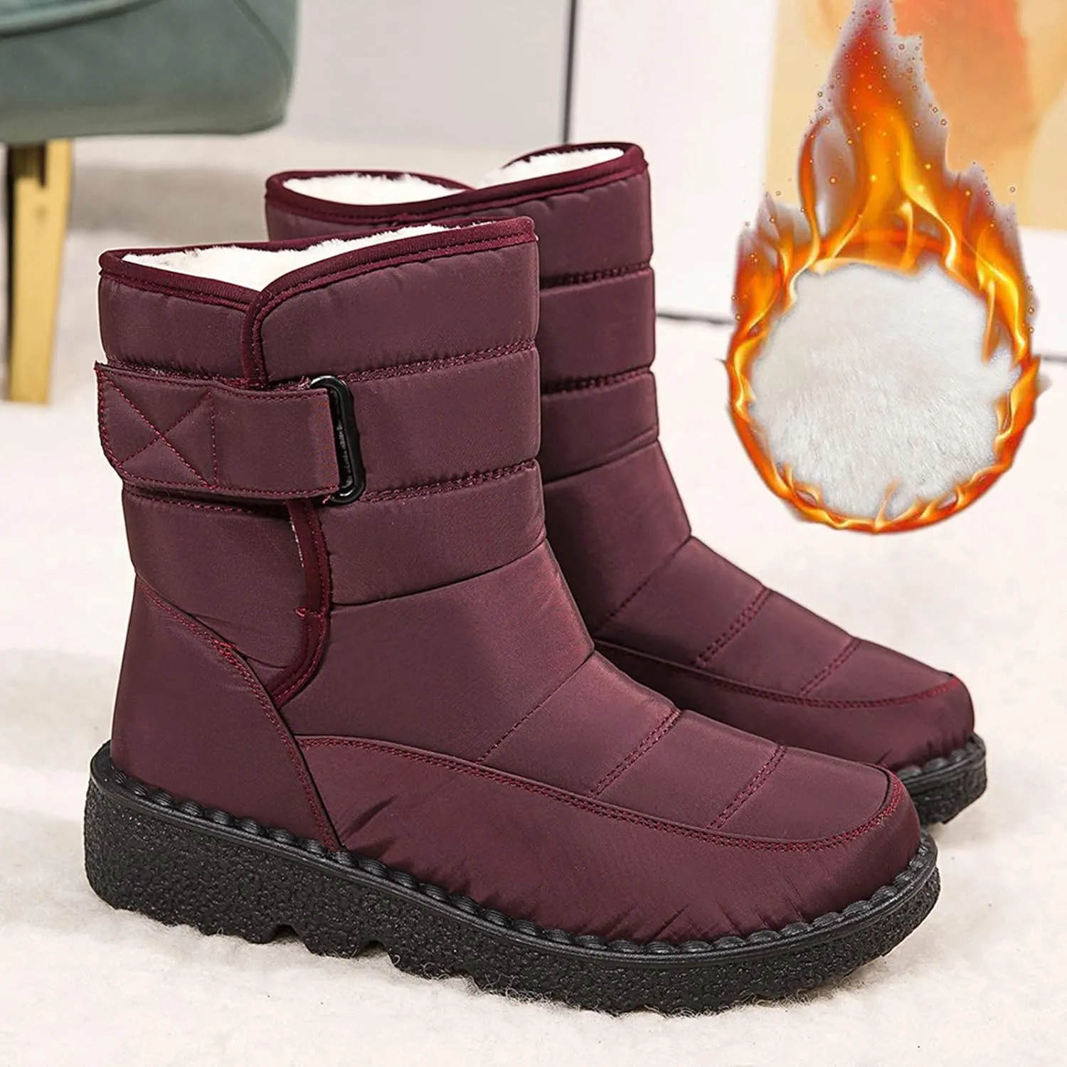 Womens Winter Boots Snow Boots for Women Waterproof Thick Bottom Waterproof Mid Calf Boots for Women Comfy Warm